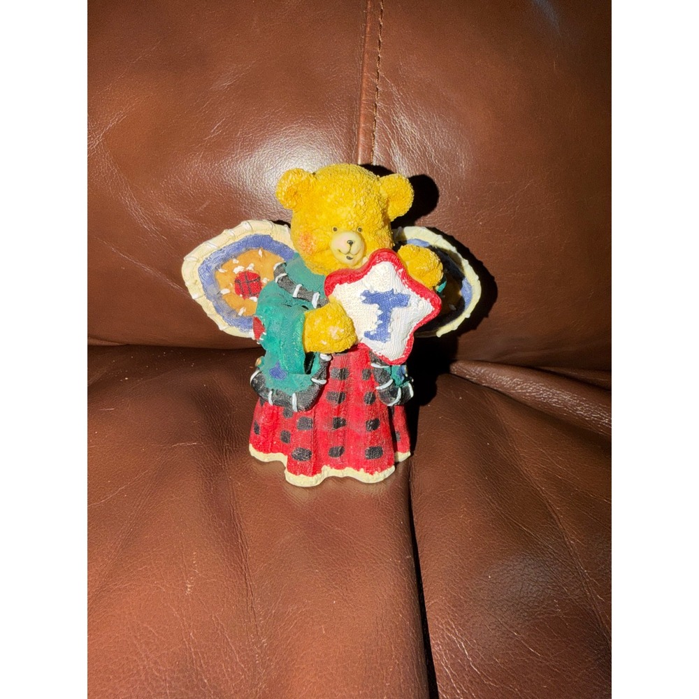 Boyds Bears Bearwear Angel Figurine Yellow Bear Butterfly Wings Star Initial T